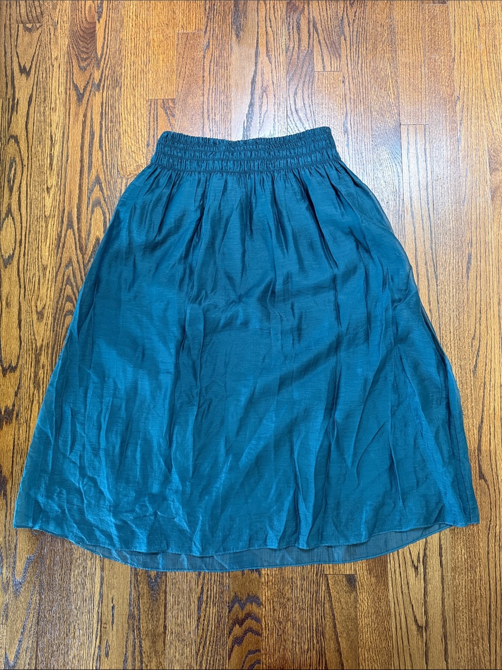 B45 Vince Women’s Medium Forest Green Midi Skirt with Smocked Waistband - Picture 8 of 8